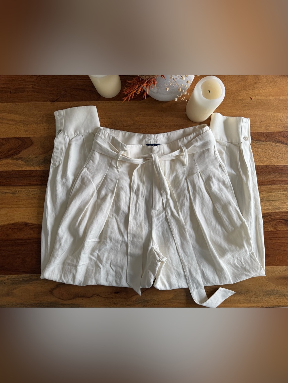 Polo Ralph Lauren High-Waist Tie Front Linen-Blend Trousers NWOT